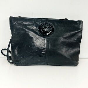 Vintage 1980’s Black Leather Shoulder Bag by SADDLE RIVER